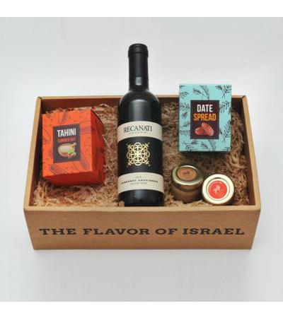 Taste of Israel Purim Gift Box with Peanut Tahini Candied Nut Tahini and Quartet