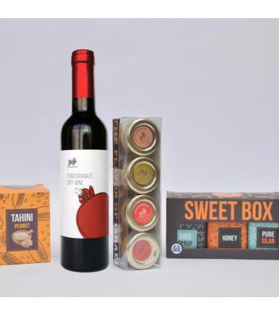 Taste of Israel Pomerganate Wine Peanut Tahini Quartet and Sweet Box