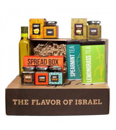 Taste of Israel Gift Box with Spread Box Honey Zataar Tahini Olive Oil and Teas