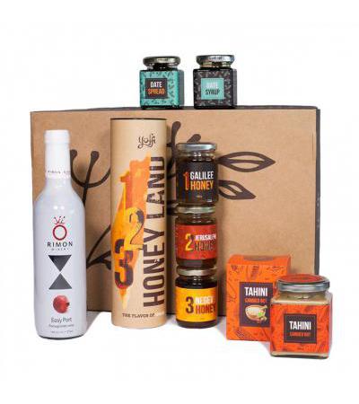 Taste of Israel Gift Box Honey Date Spread Syrup Nut Tahini Pomegranate Wine